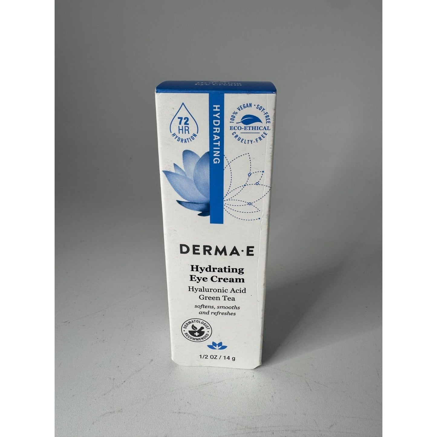 Derma E Green Tea Hyaluronic Acid Hydrating Eye Cream Reduces Puffiness 1/2 Oz