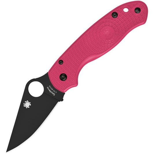 Spyderco Para 3 Folding Knife Pink Handle 3" Steel Blade Compression Lock Pink