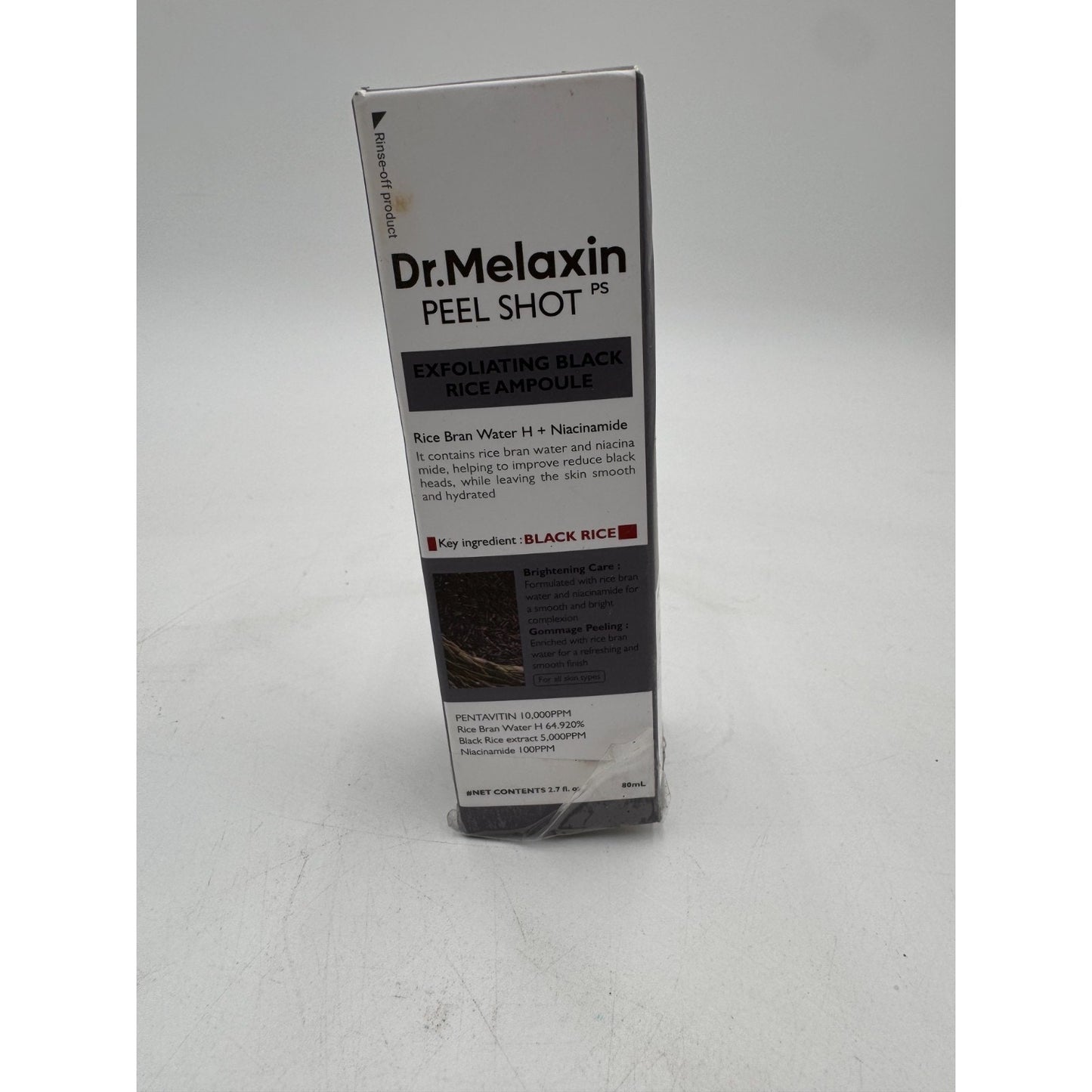 Dr.Melaxin Peel Shot Exfoliating Black Rice Ampoule Face & Body Scrub 2.7 Fl Oz