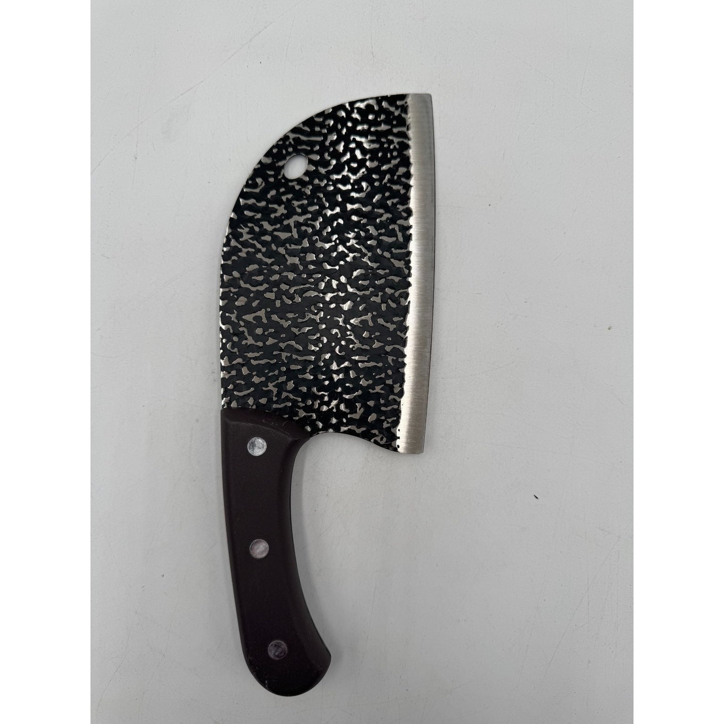 Stainless Steel Blade Serbian Knife Brown Ergonomic Wooden Handle Full-Tang