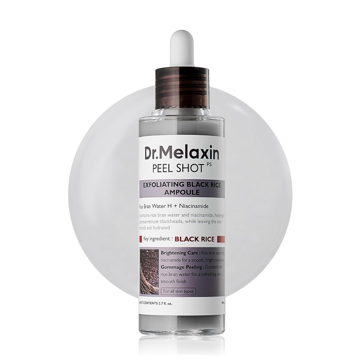 Dr.Melaxin Peel Shot Exfoliating Black Rice Ampoule Face & Body Scrub 2.7 Fl Oz