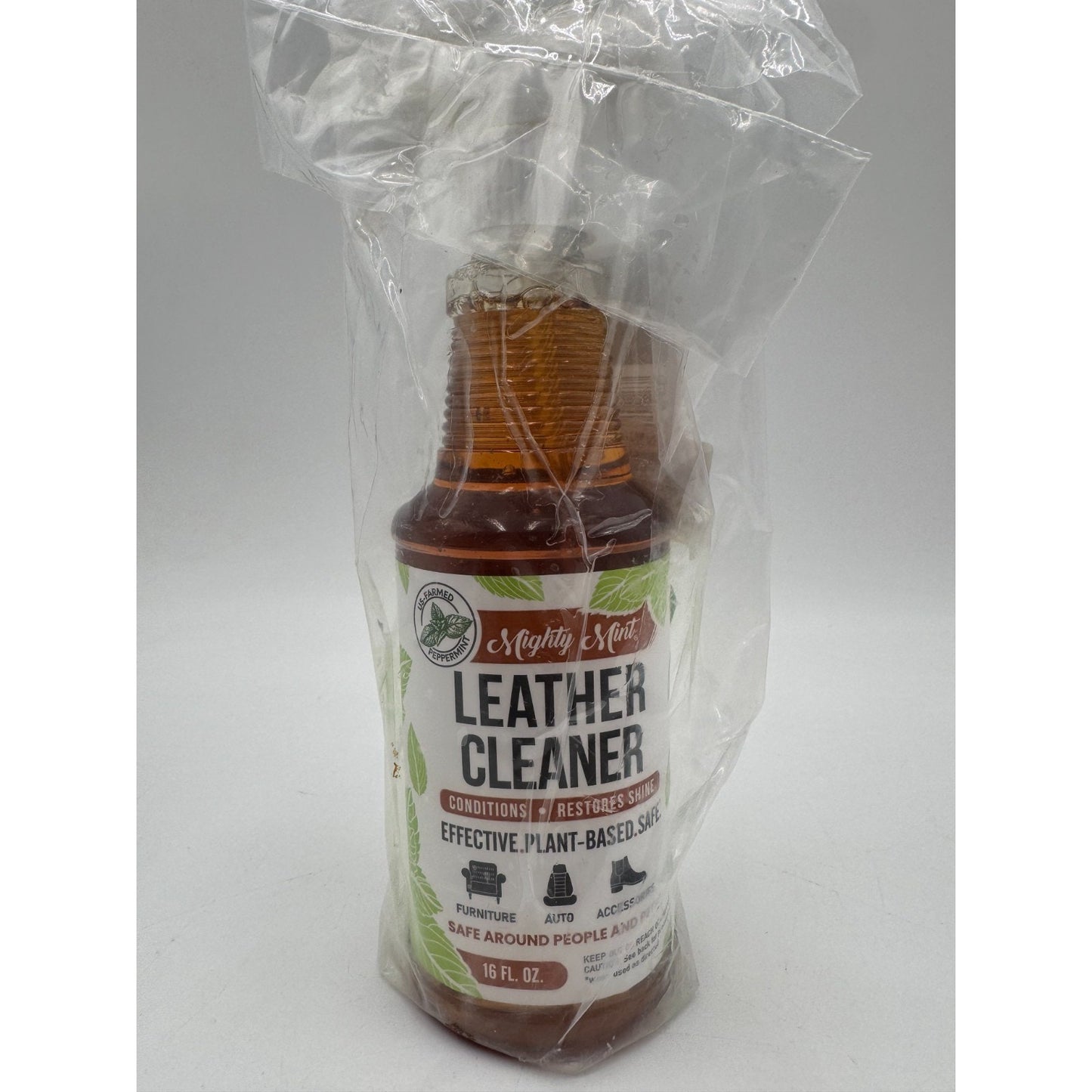 Mighty Mint Leather Cleaner Spray Peppermint Scent Natural Plant-Based 16 Fl Oz