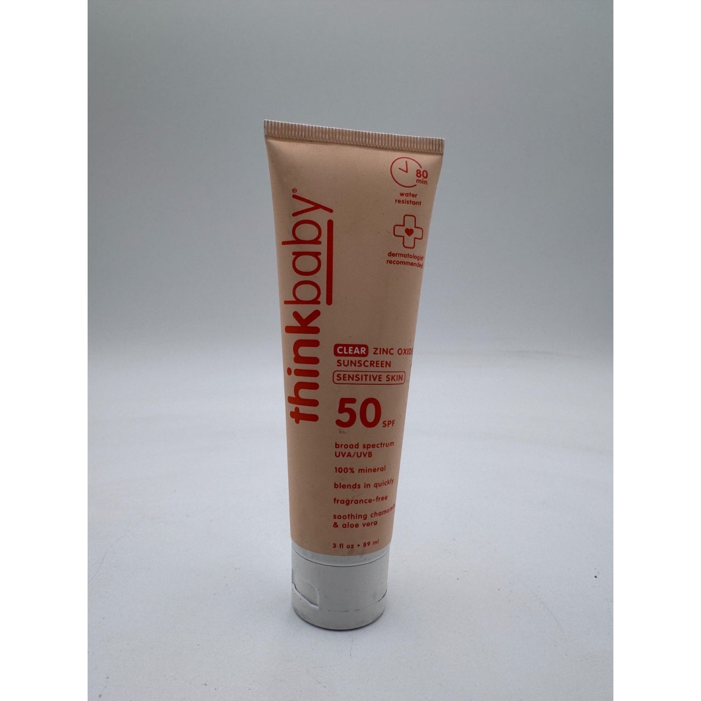 Thinkbaby Clear Zinc Oxide Sunscreen SPF 50 Broad Spectrum UVA/UVB - 3 oz / 89ml