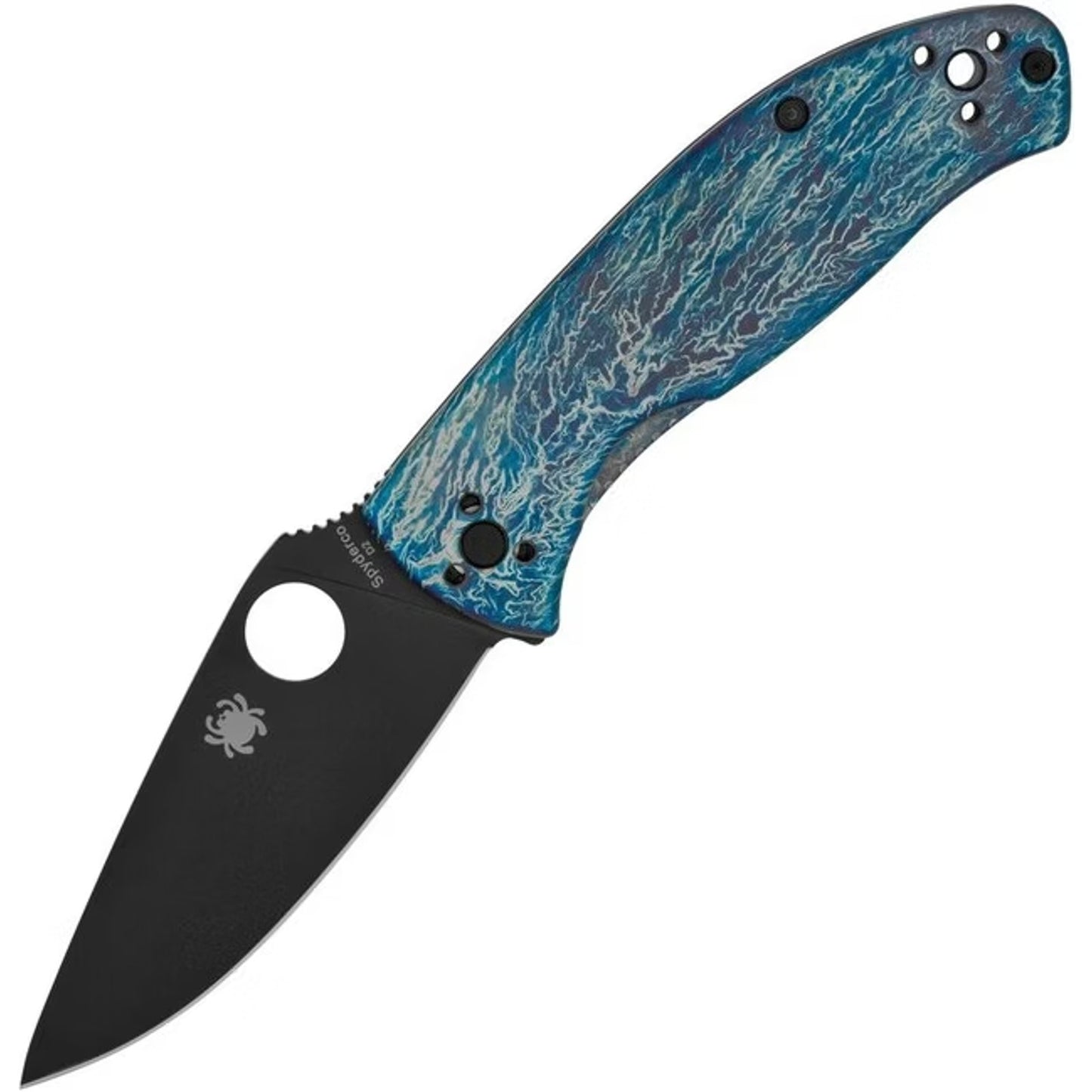 Spyderco Tenacious R.I.L. Folding Knife Blue Titanium Handle 3.38" Steel Blade
