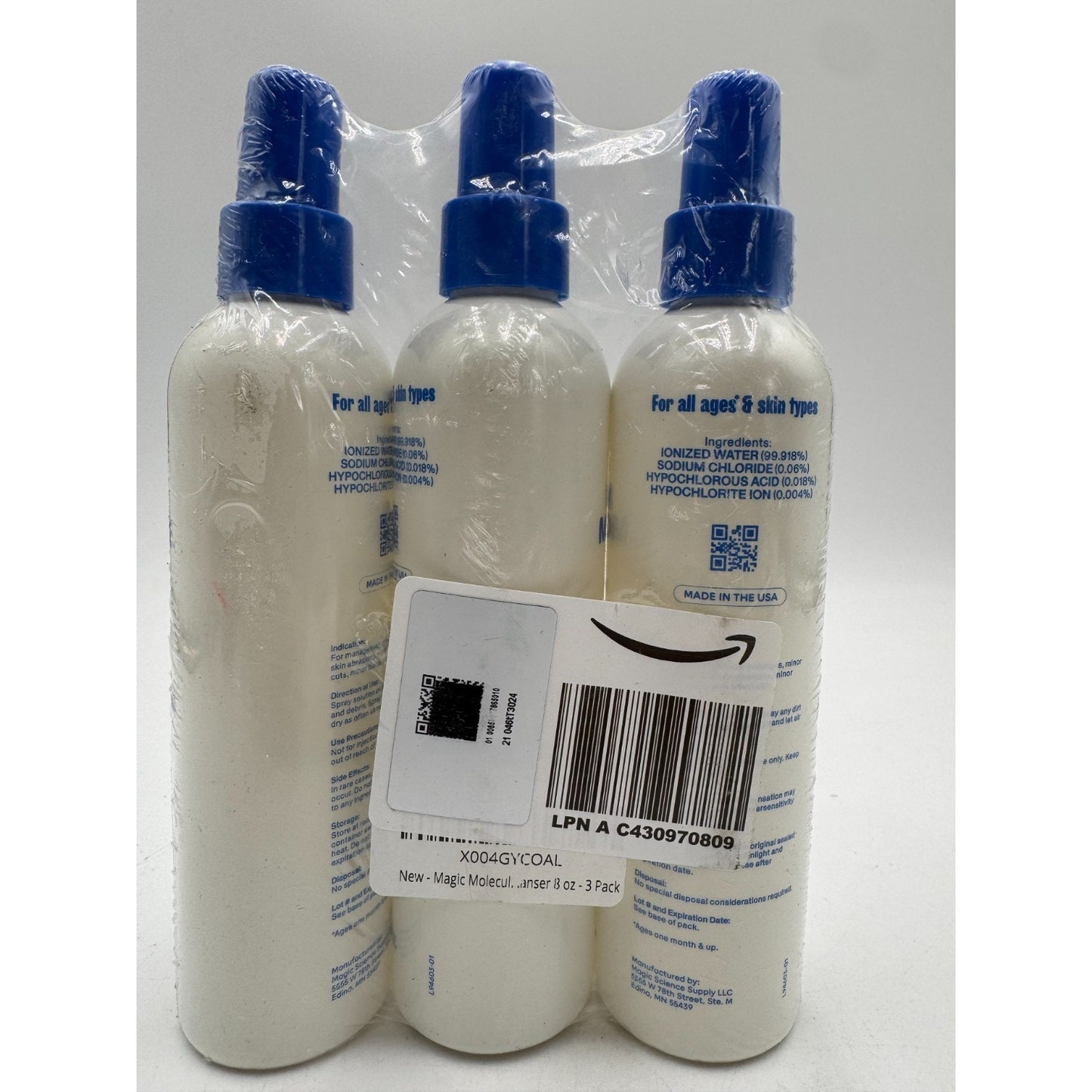 Magic Molecule Hypochlorous Acid Spray for All Skin Types 8 Fl Oz Each (3-Pack)