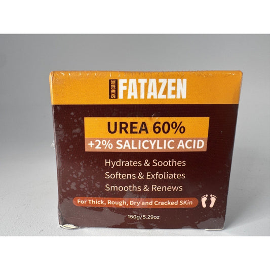 Fatazen Urea 60% + 2% Salicylic Acid Foot Cream for Thick Rough Dry Skin 5.29 Oz