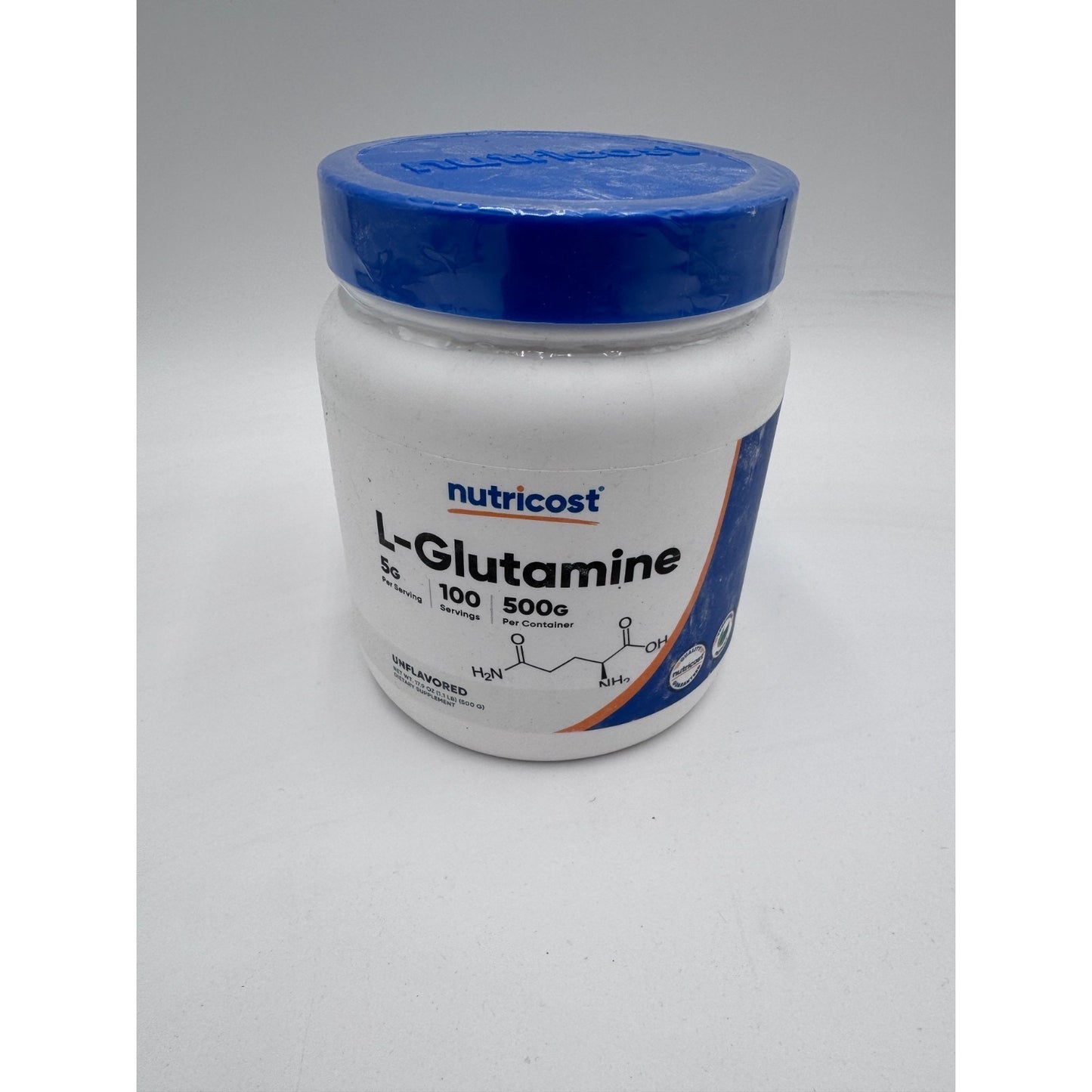 Nutricost L-Glutamine Powder Unflavored Gluten Free Dietary Supplement - 500g